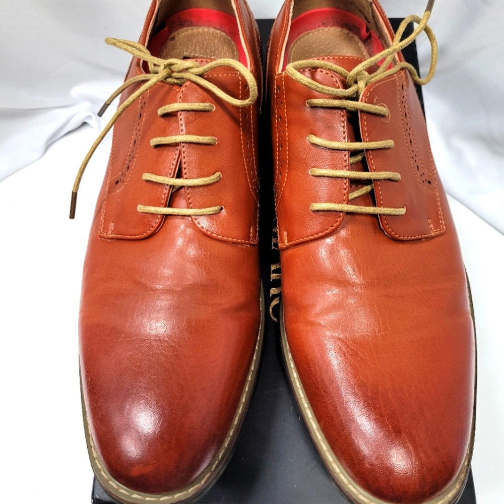Bruno Marc Brown Leather Oxford Dress Shoes with Lace-Up Design Prince